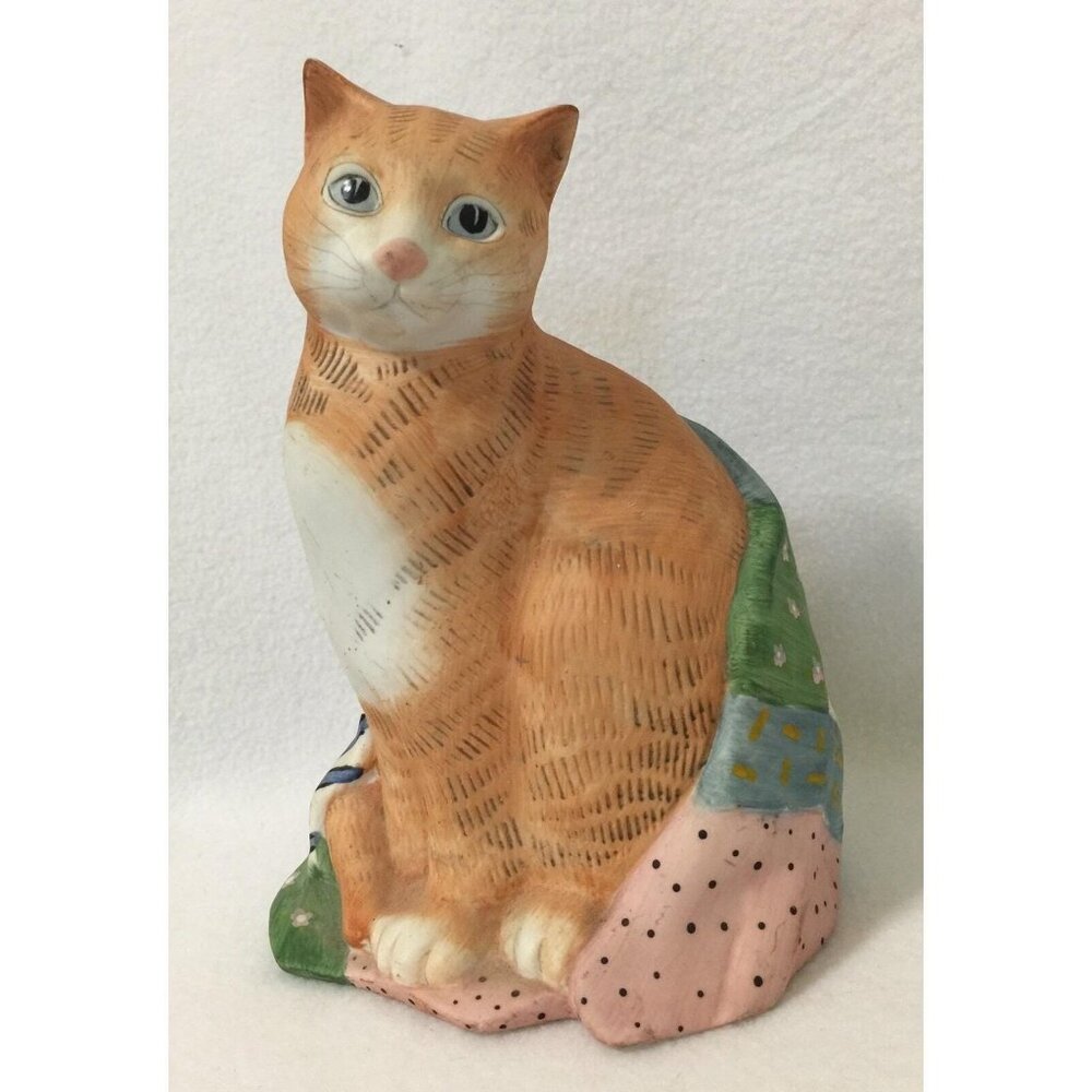 Orange Tabby Cat Porcelain Figurine Mary Lake Thompson 8 1/2" Tall Silvestri